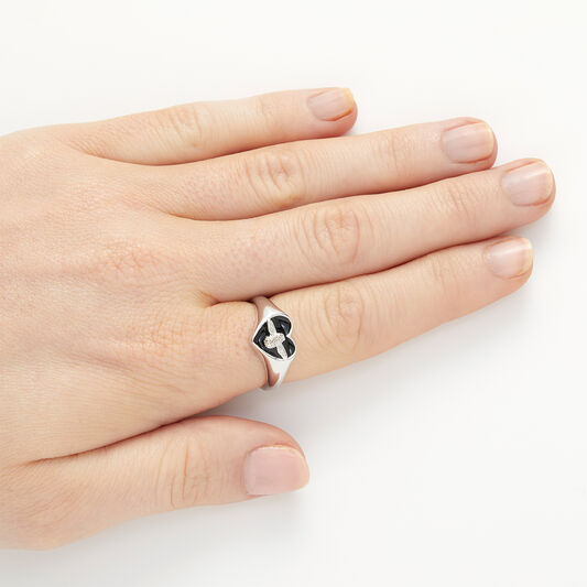 Love Bug Signet Ring Black & Silver S