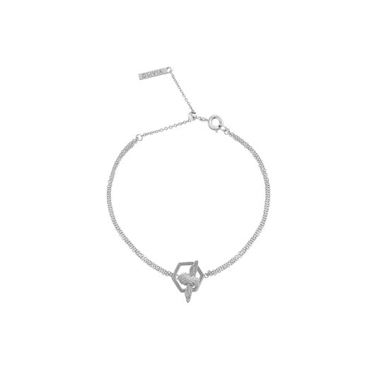 Honeycomb Bee Chain Bracelet Silver
