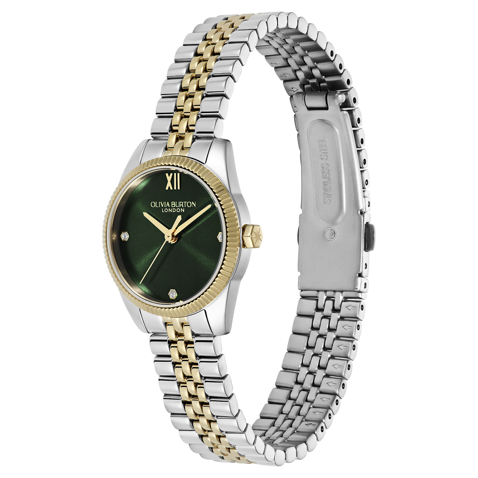 25mm Highbury Forest Green & Two Tone Bracelet Watch