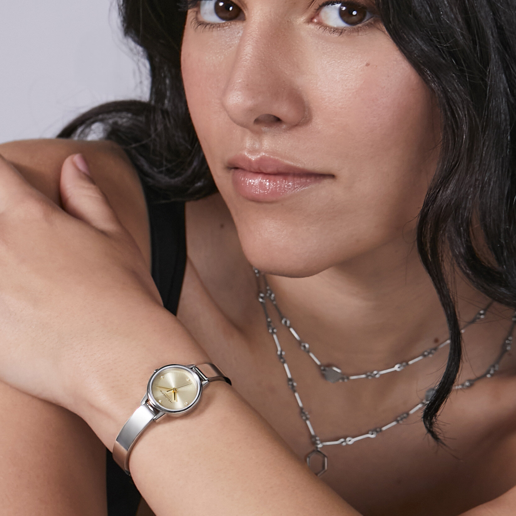 23mm Mini Champagne & Silver Bangle Watch