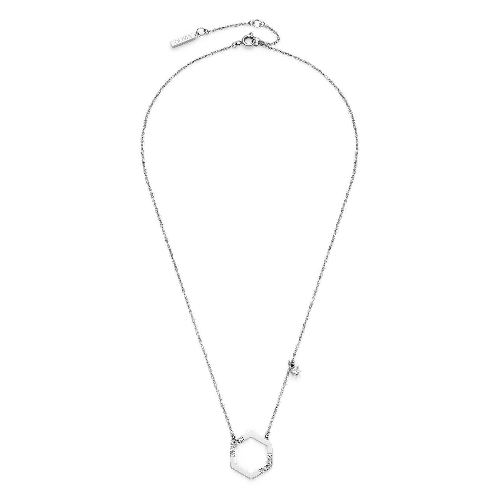 Crystal Honeycomb Silver Tone Necklace