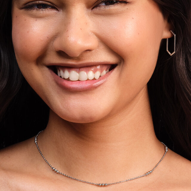 Ever Stacked Beads Silver Tone Stacking Necklace