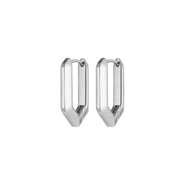 Honeycomb Geo Silver Tone Hoop Earrings