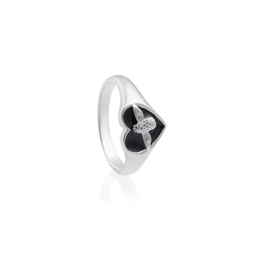 Love Bug Signet Ring Black & Silver S