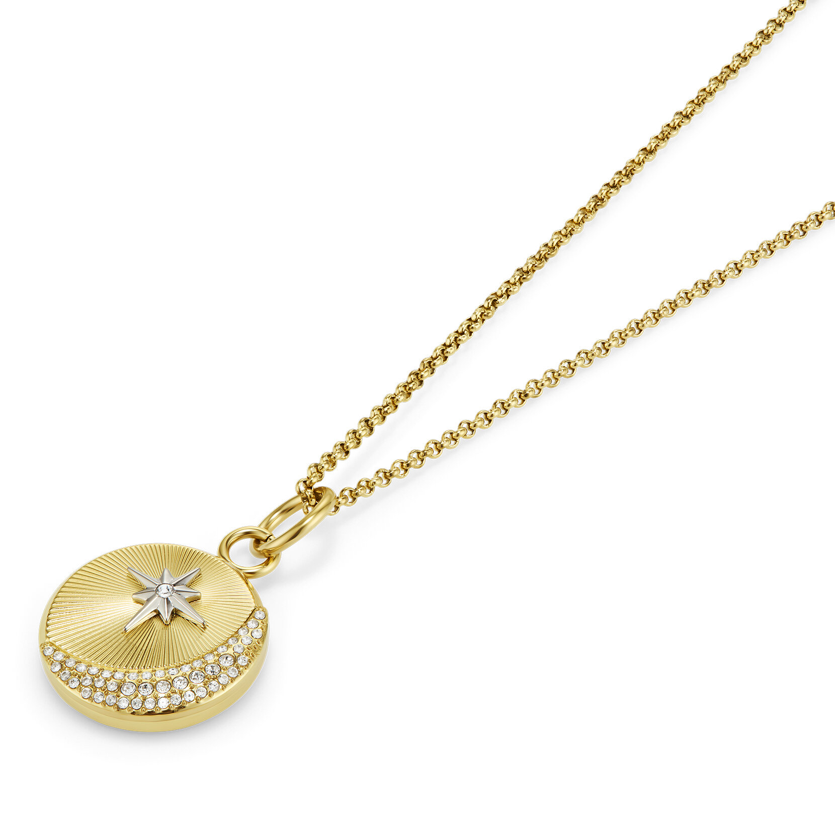 Celestial Star and Moon Gold Plated Pendant Necklace