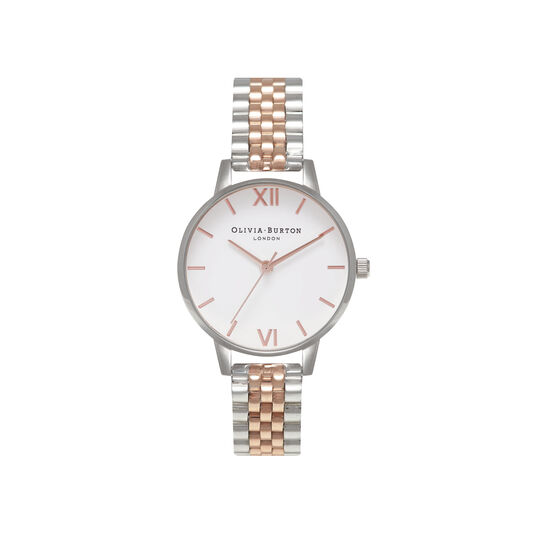 Midi Dial White Dial Rg & Silver Bracelet Watch