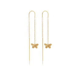 3D Butterfly Threader Earrings Gold