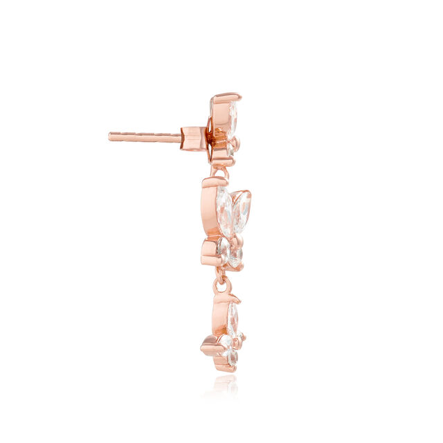 Sparkle Butterfly Marquise Rose Gold Drop Earrings
