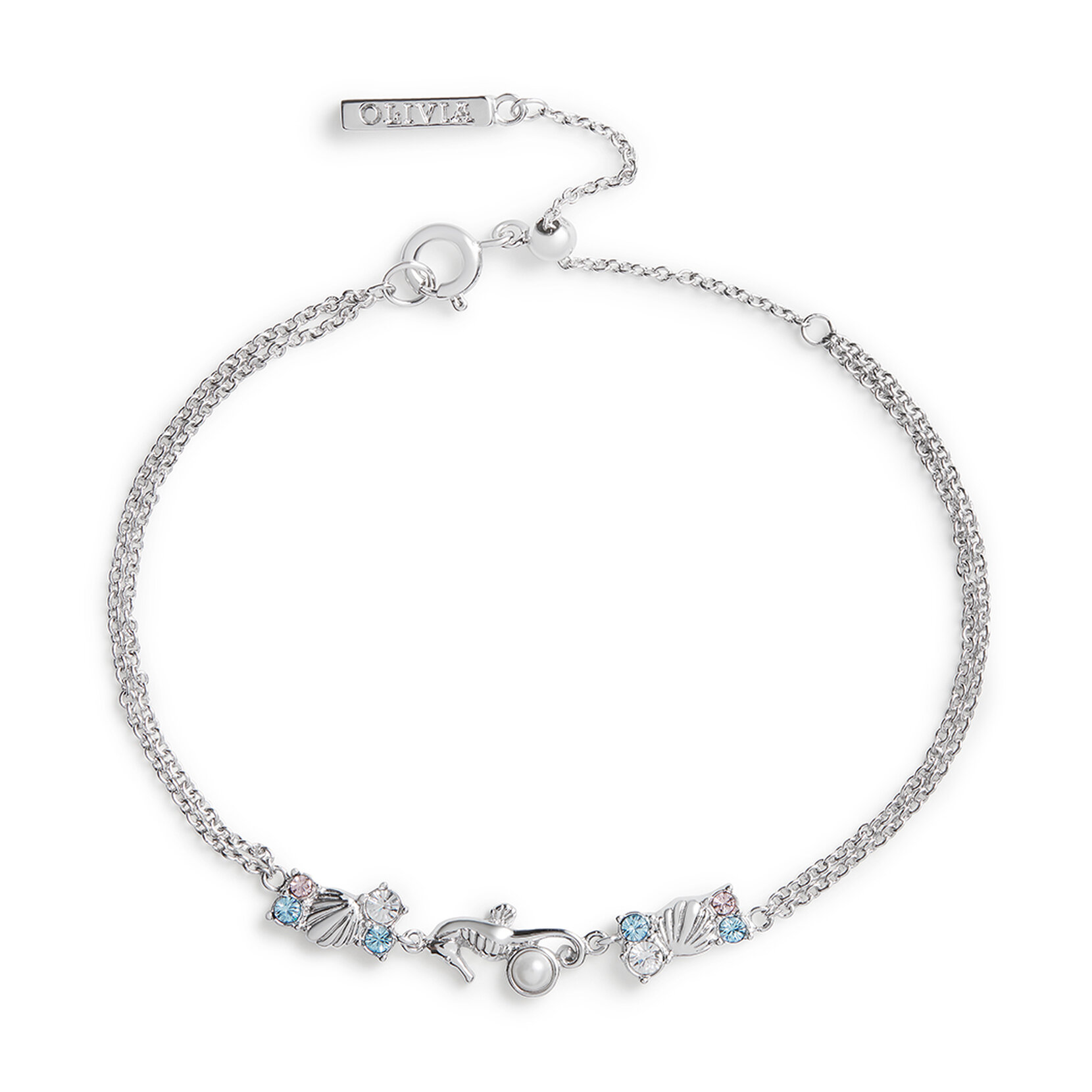 Seahorse Sparkle Silver Chain Bracelet