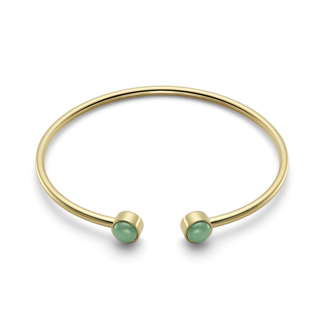 Aventurine Cabochon Gold Plated Gemstone Bangle