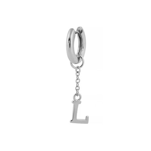 L Alphabet Huggie Charm Silver