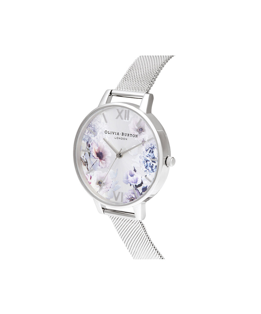 Sunlight Florals 38mm Silver Mesh Watch Olivia Burton London