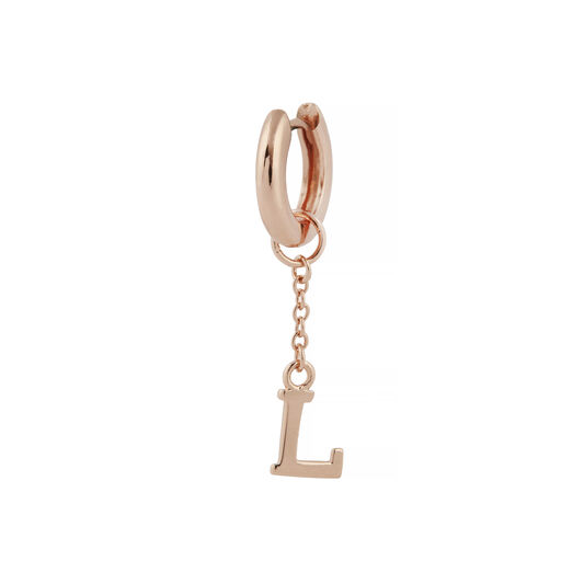 L Alphabet Huggie Charm Rose Gold