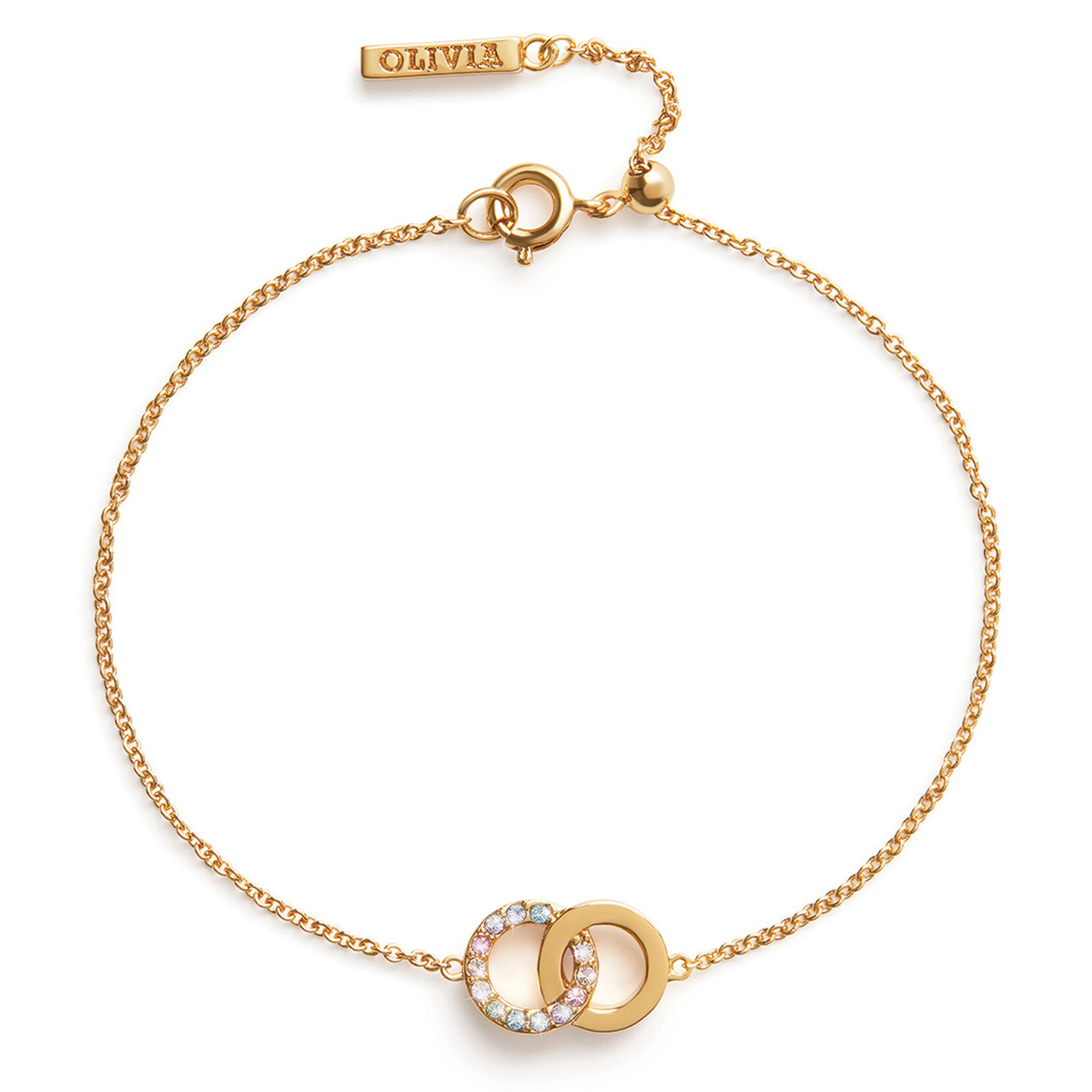 Bejewelled Classics Rainbow Interlink Chain Bracelet Gold | Olivia ...