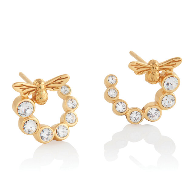 Gold Bee Bejeweled Earrings