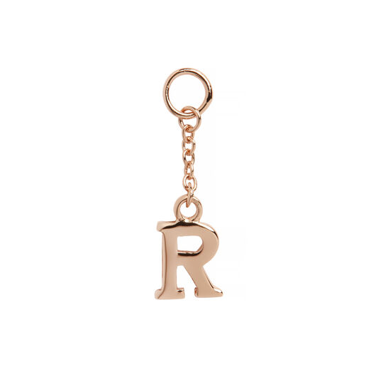 R Alphabet Huggie Charm Rose Gold