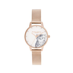 Illustrated Animals Pearly Kitten, Pale Rose Gold Mesh