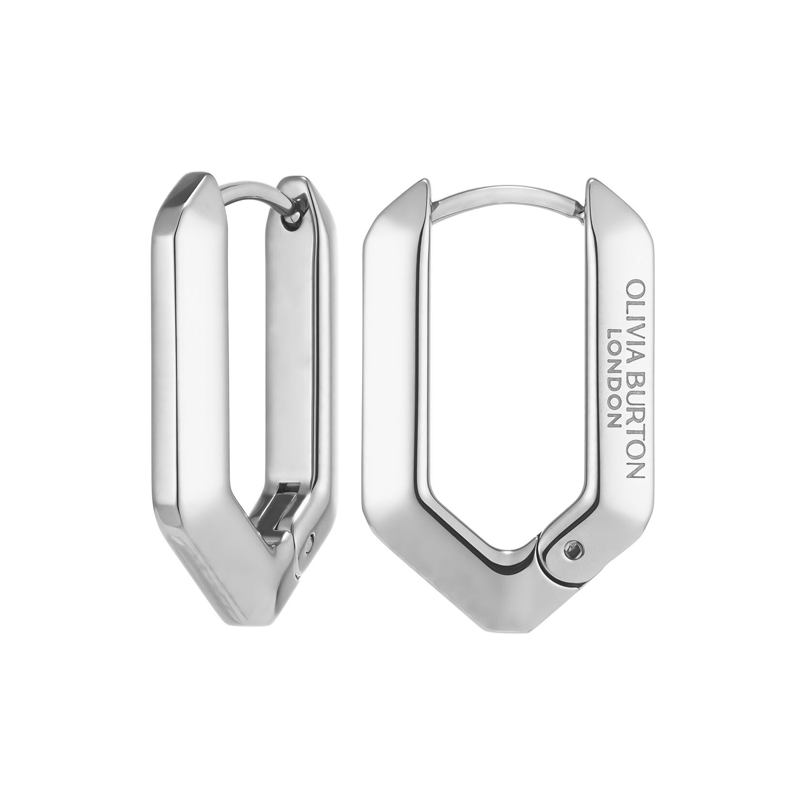 Honeycomb Geo Silver Tone Hoop Earrings