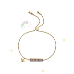 Rainbow Bee Baguette Bar Bracelet Gold