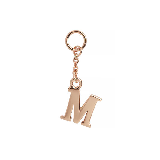M Alphabet Huggie Charm Rose Gold