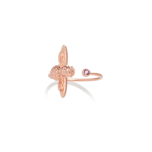 Bejewelled Bee Ring Rose Gold & Amethyst