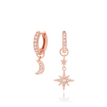 Rose Gold Moon & Star Huggie Hoops