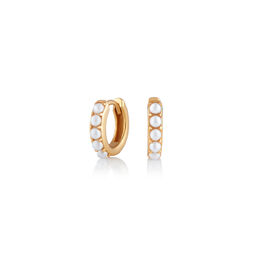 Faux Pearl Huggie Hoop Gold