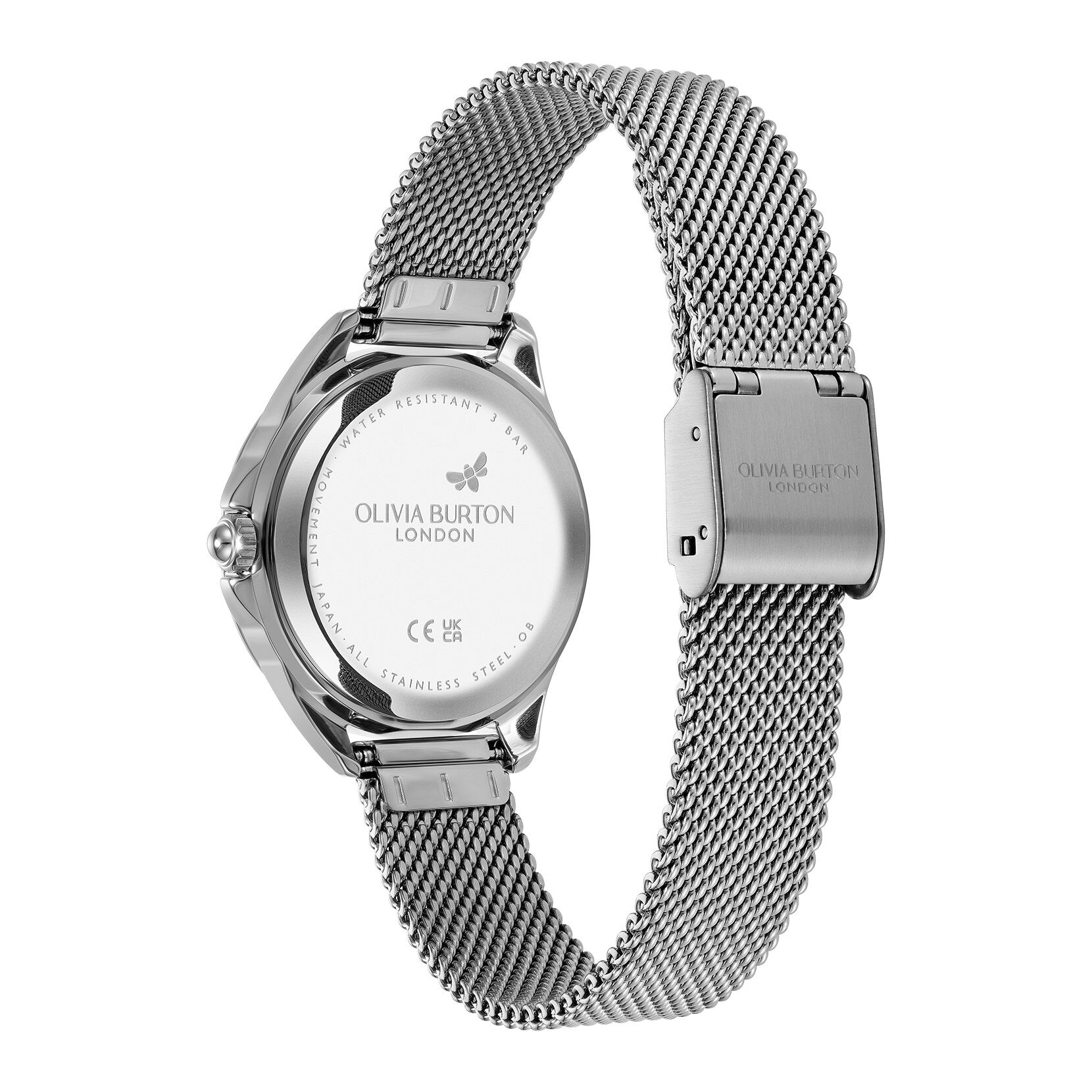 Signature 30mm Azure Blue Tone & Silver Mesh Watch | Olivia Burton