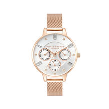 Multi Function 34mm Silver & Rose Gold Mesh Watch