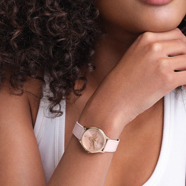 30mm Classic Bee Rose Gold & Primrose Leather Strap Watch