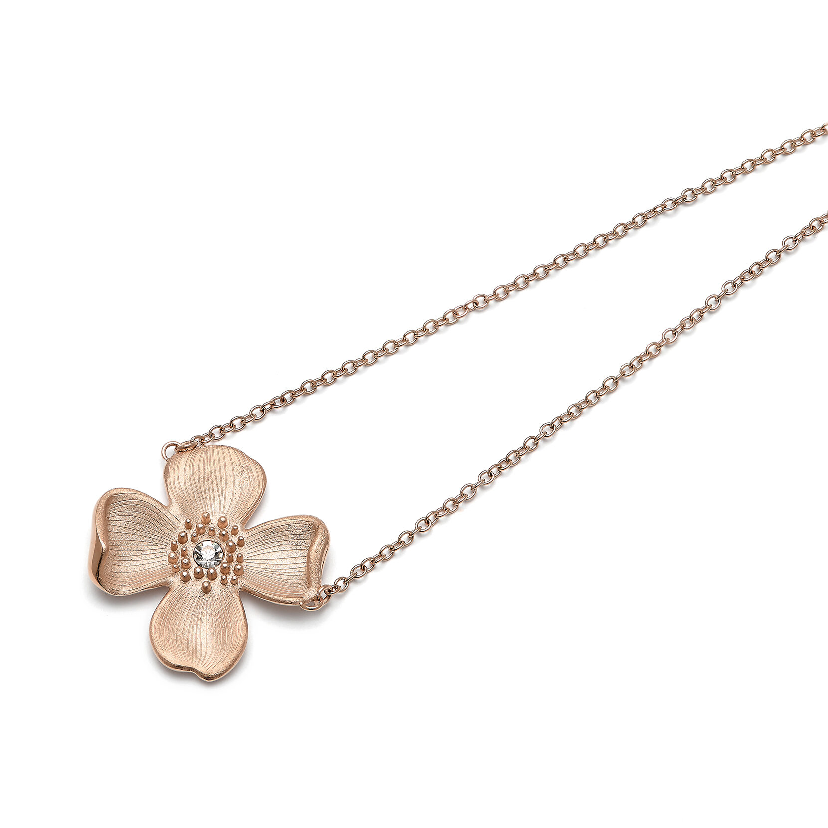 Dogwood Flower Carnation Gold Pendant Necklace