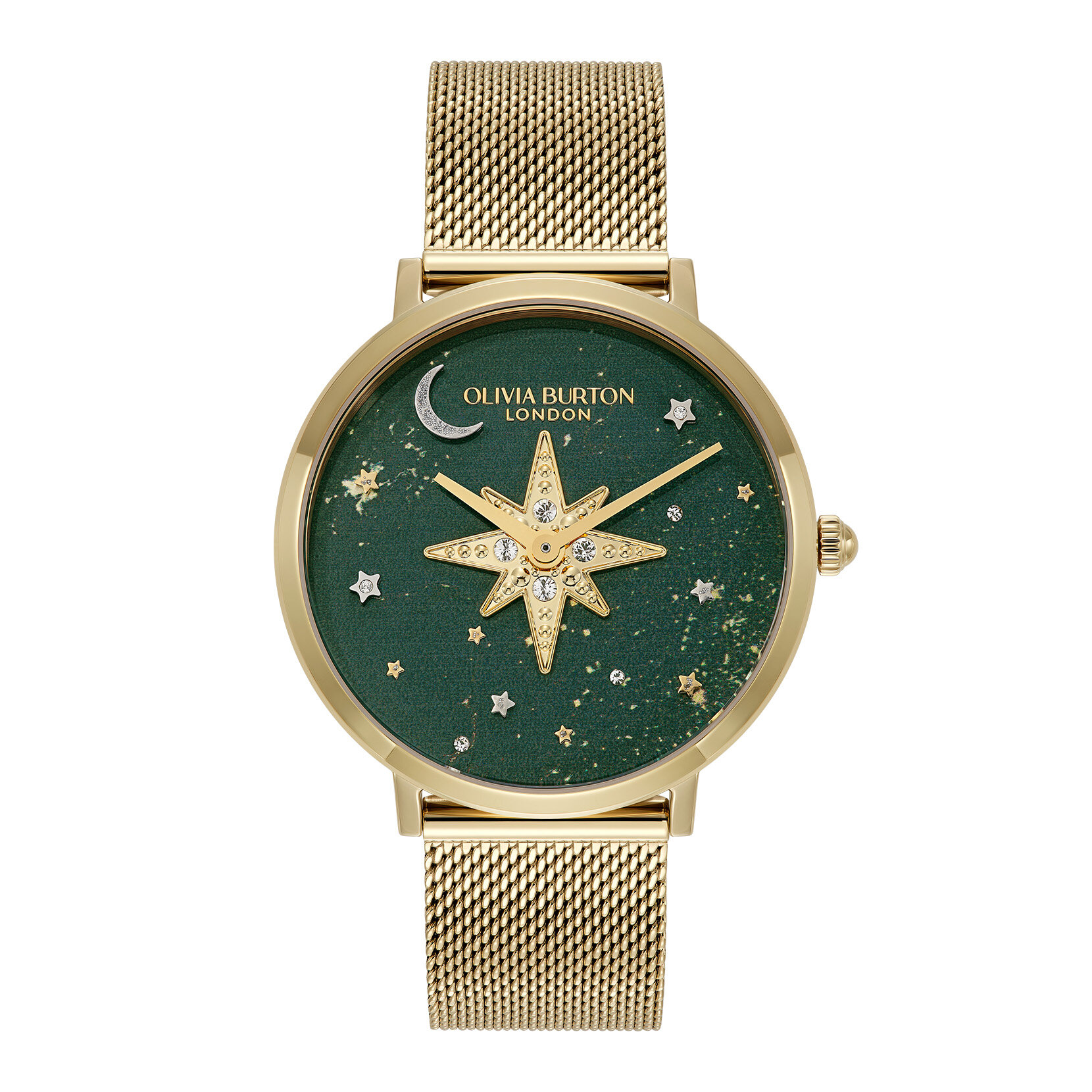 35mm Nova Forest Green & Gold Mesh Watch