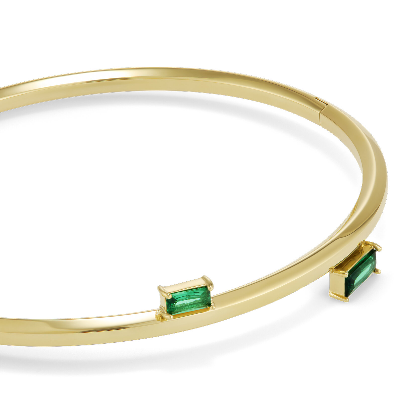 Green Baguette Crystal Gold Plated Bangle