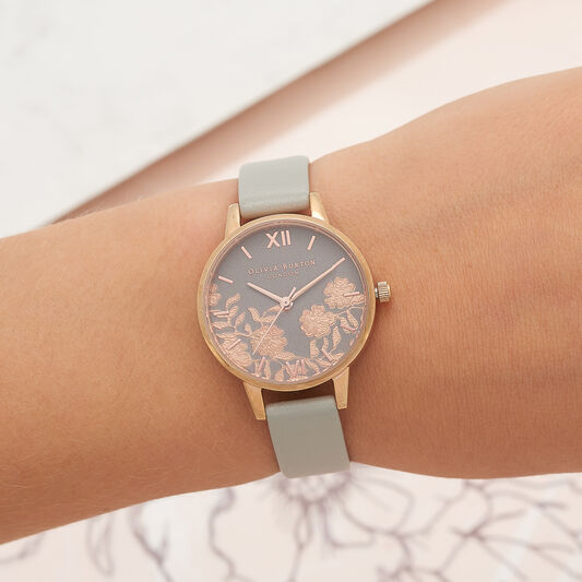 Lace Detail Grey & Rose Gold Watch
