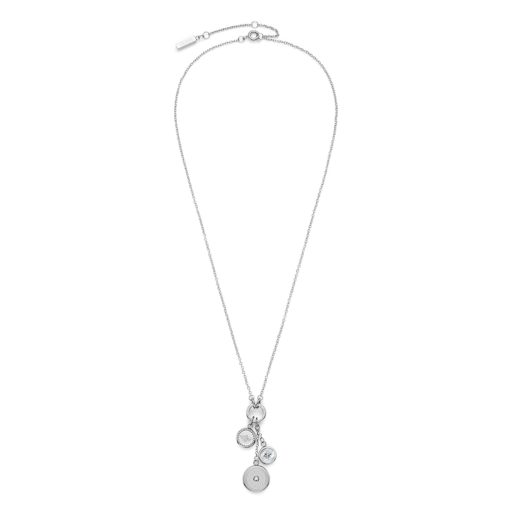 Bee and North Star Silver Tone Charm Necklace