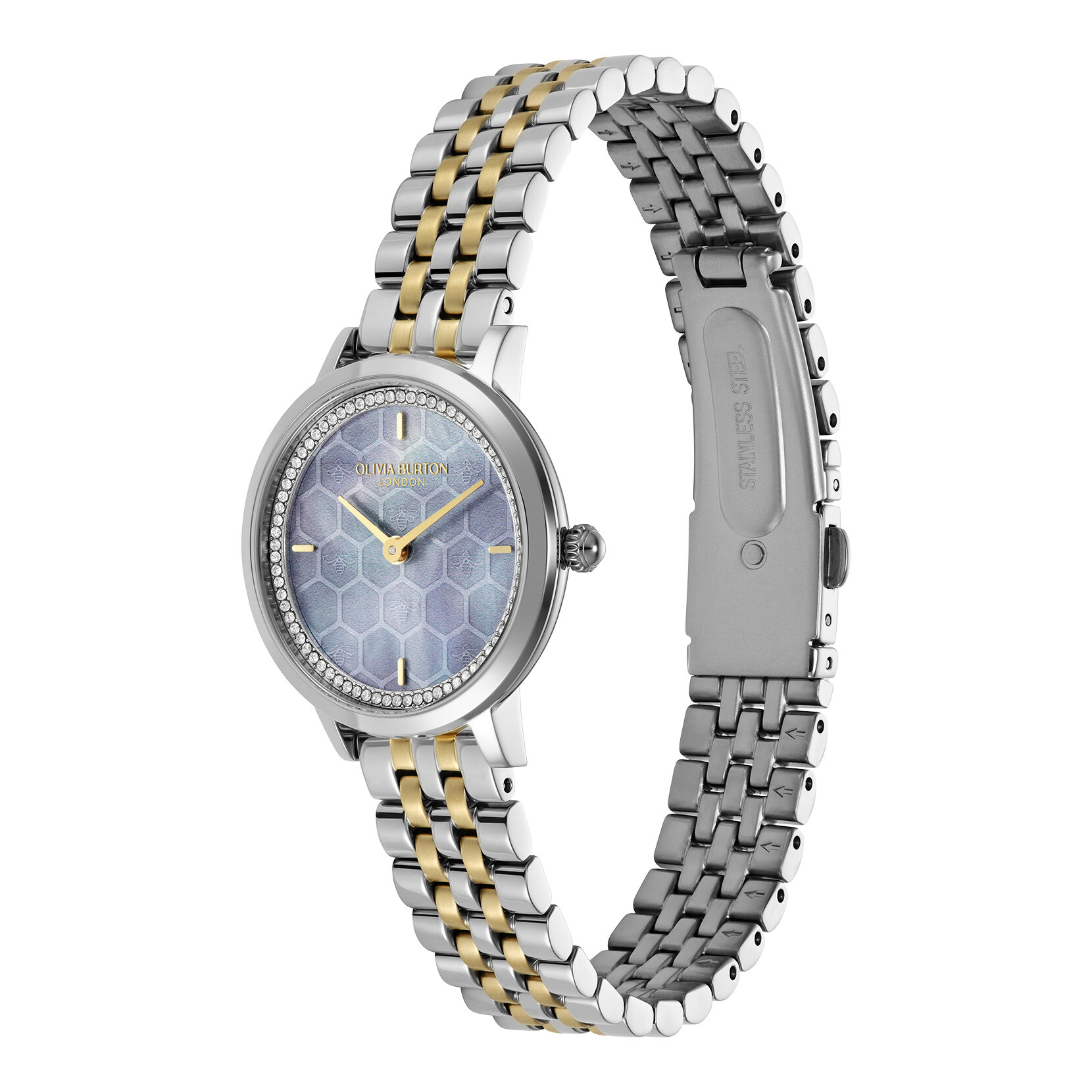 28mm Honeycomb Ultra Slim Chalk Blue & Two Tone Bracelet Watch