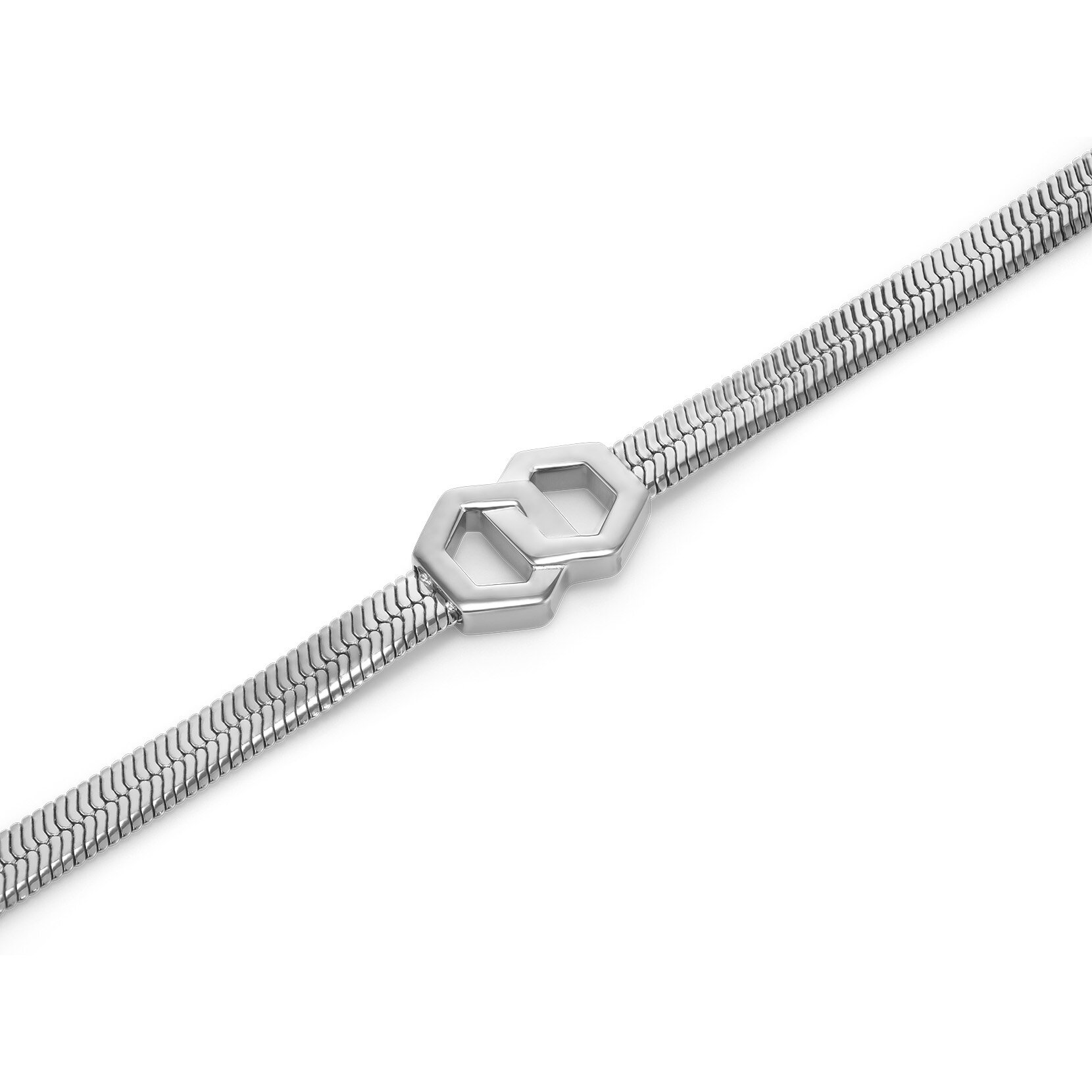 Honeycomb Loop Silver Tone Bracelet