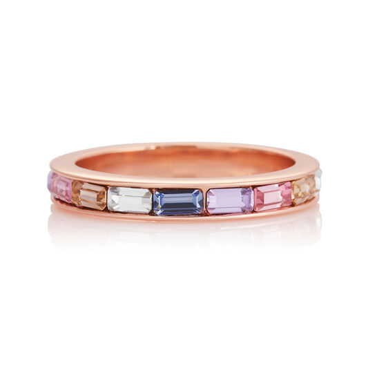 Rainbow Baguette Ring Rose Gold (S)