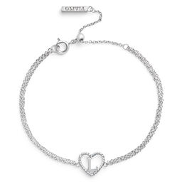 'L' Heart Initial Chain Bracelet Silver