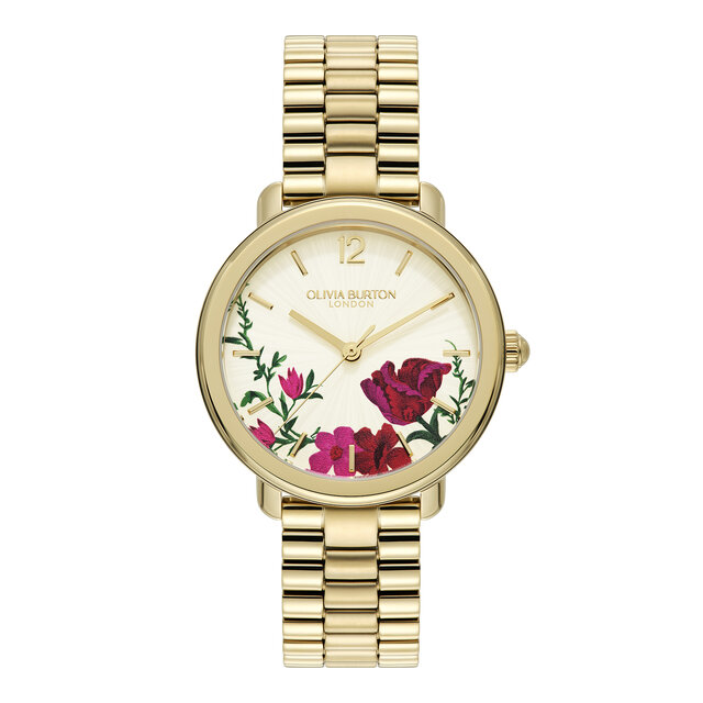 36mm Vintage Floral Gold Bracelet Watch
