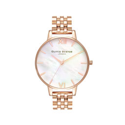  Mother of Pearl White Bracelet, Rose Gold 