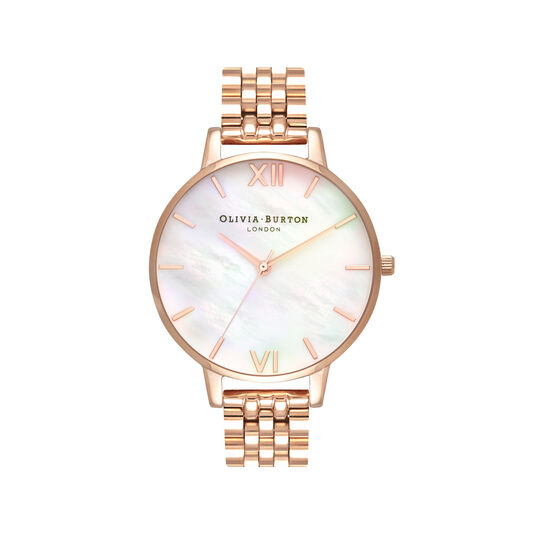 Mother of Pearl White Bracelet, Rose Gold