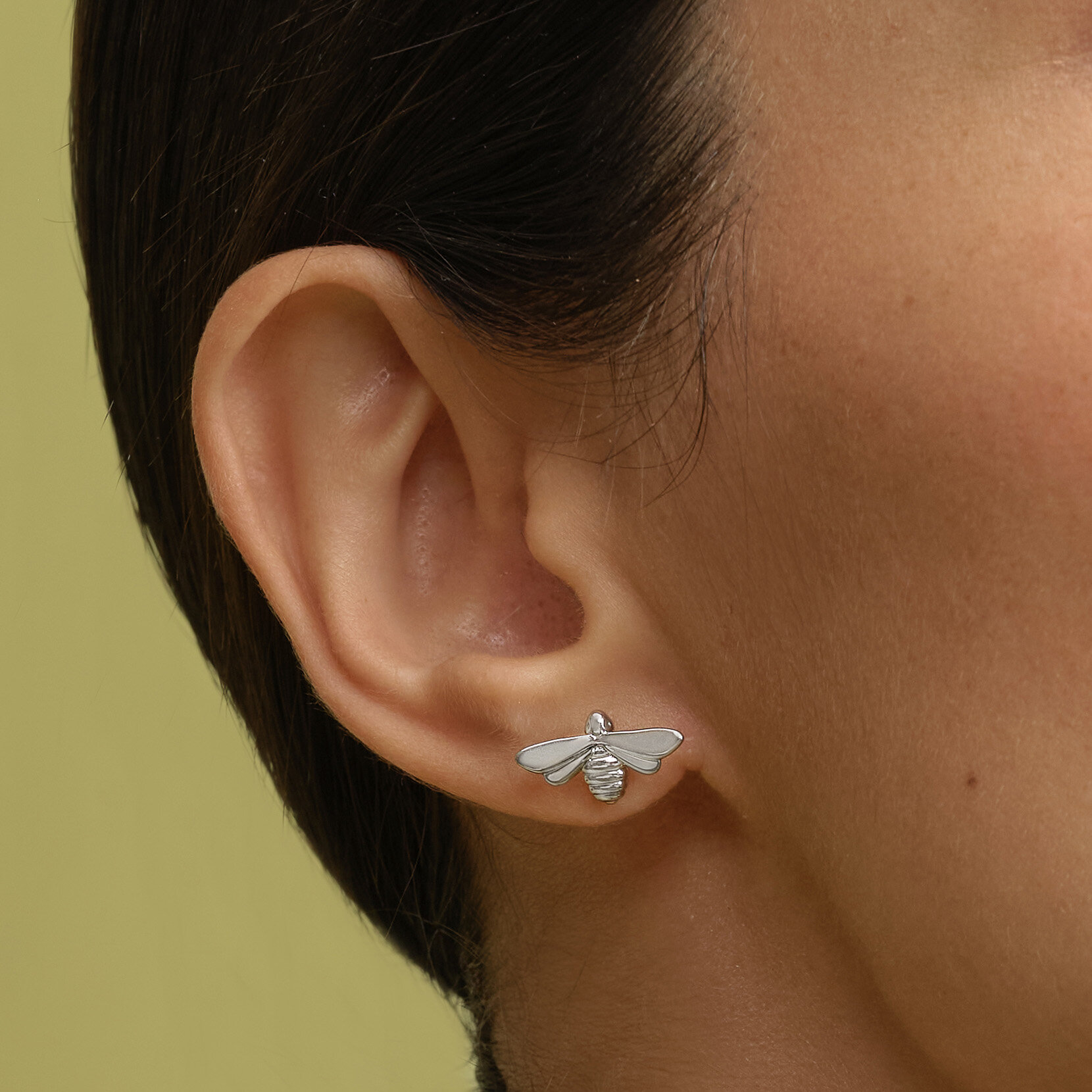 Honey Bee Silver Tone Stud Earrings