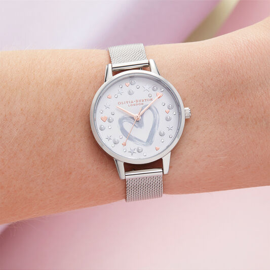 You Have My Heart Rose Gold Silver Mesh Olivia Burton London