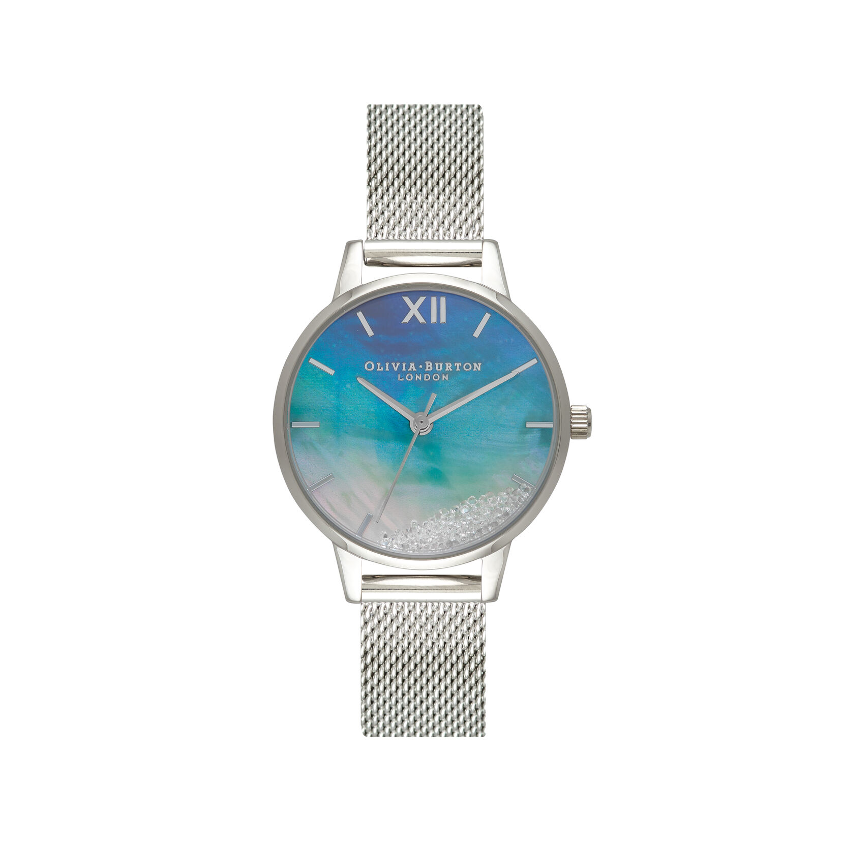 Wishing Waves Midi Dial Blue & Silver Mesh Watch