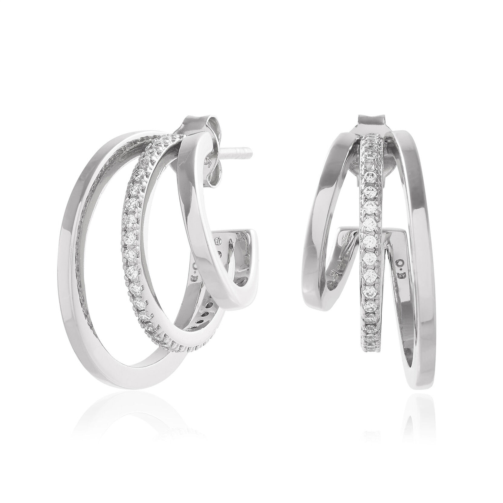 Buy MIA Womens Dazzling 92.5 Sterling Silver Hoop Earrings | Shoppers Stop