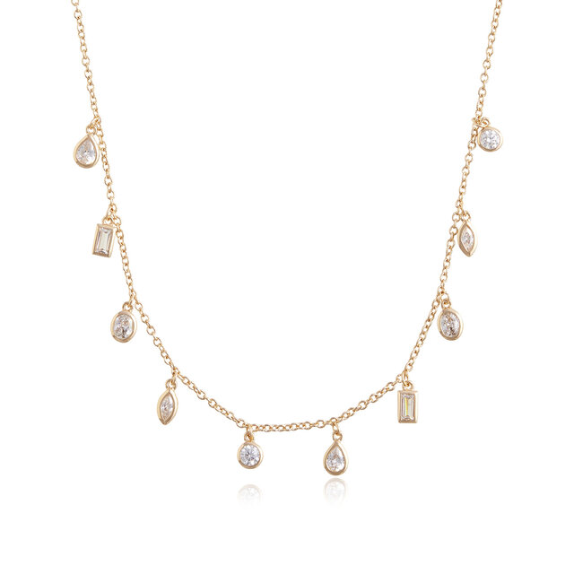 Gold Crystal Charm Necklace
