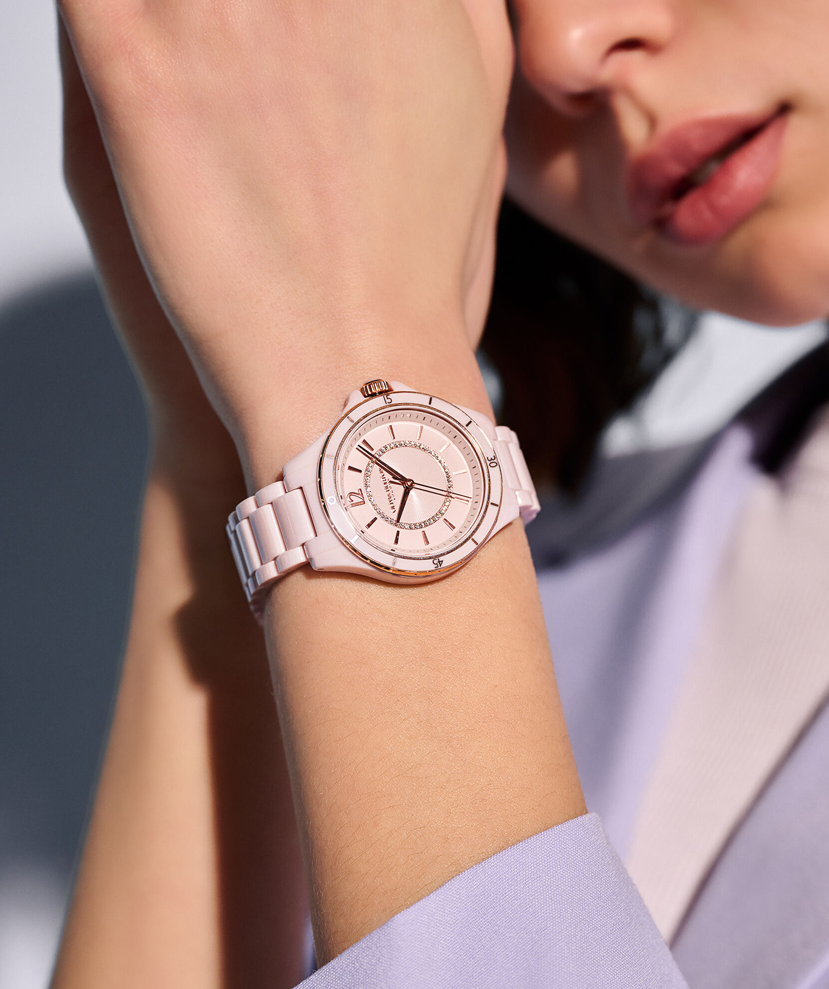 Iconic Link - Silver Watch with Pastel Pink Dial | DW