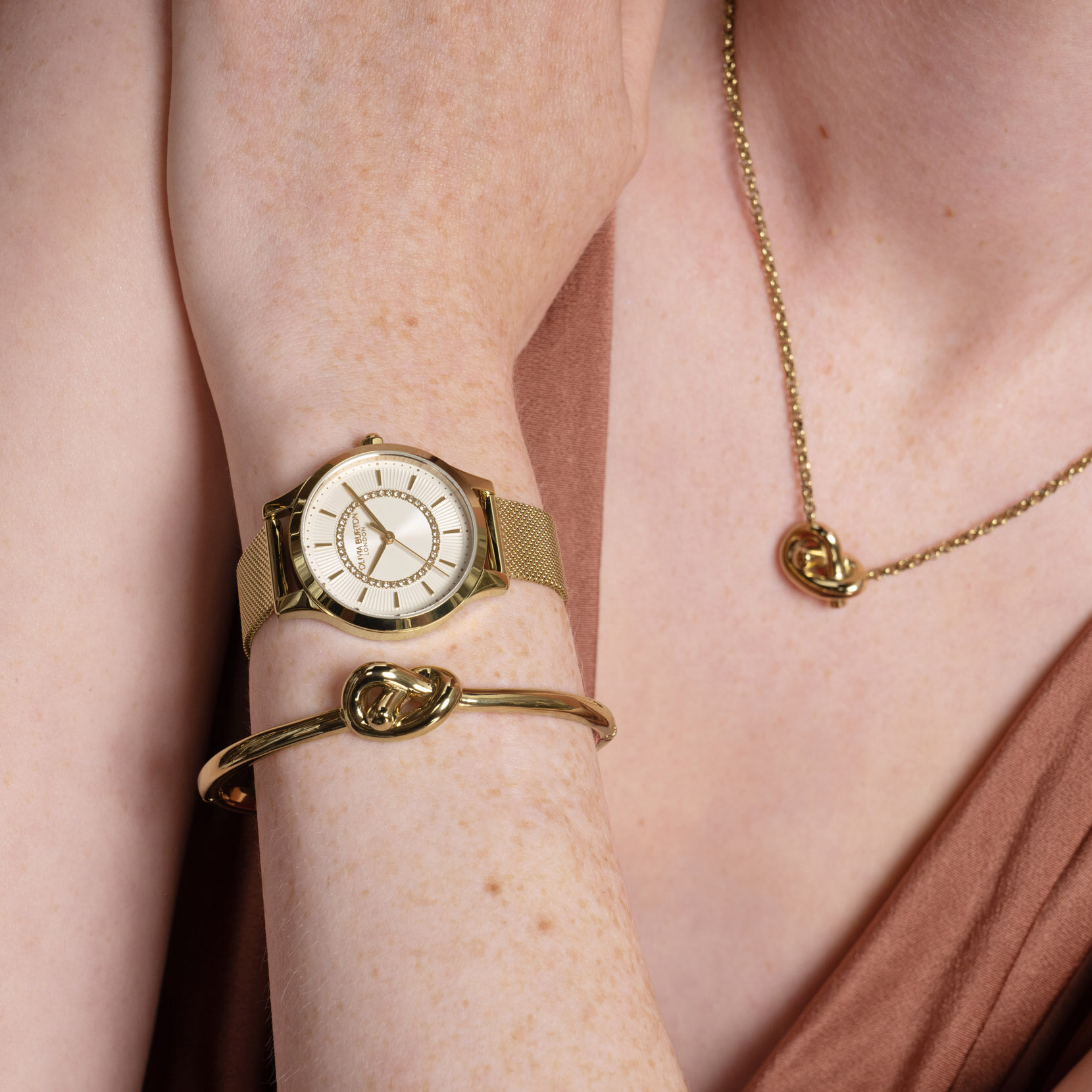 30mm Wonderlust Ivory & Gold Mesh Watch
