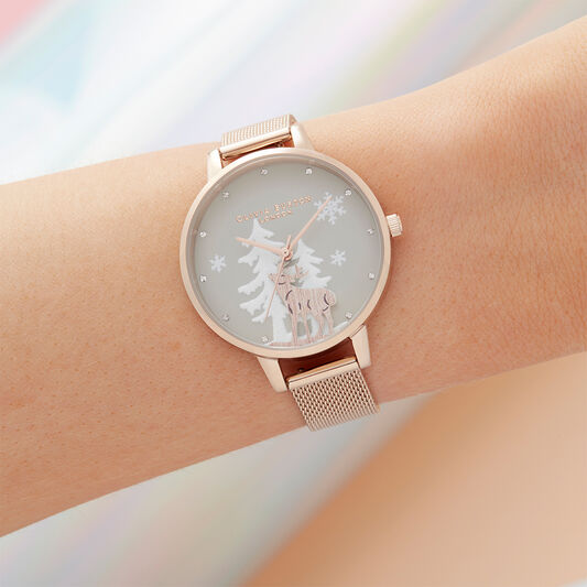 Winter Wonderland Pale Rose Gold Mesh